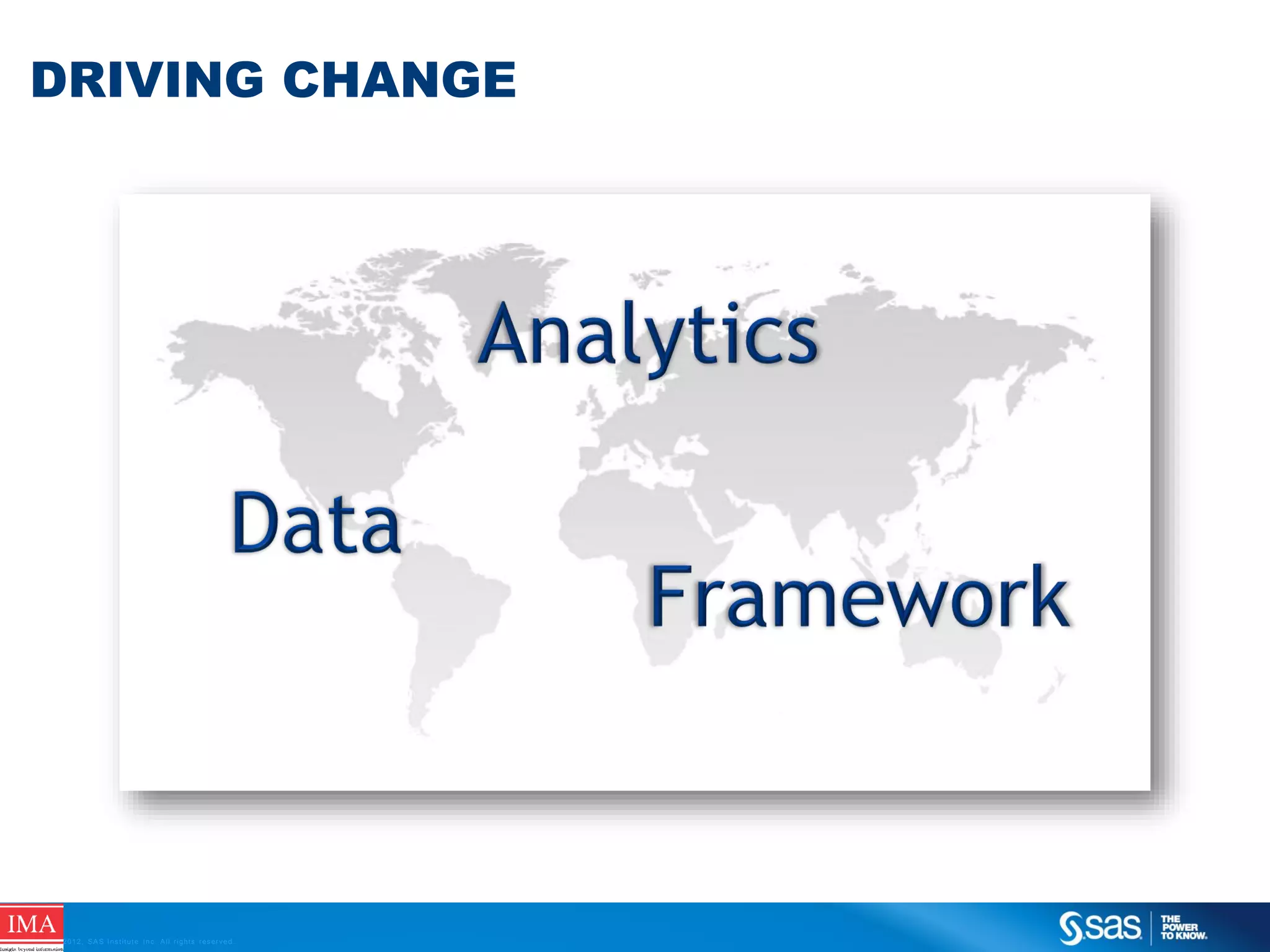 DRIVING CHANGE

C op yr i g h t © 2 0 1 2 , S A S I n s t i t u t e I n c . A l l r i g h t s r es er v e d .

 