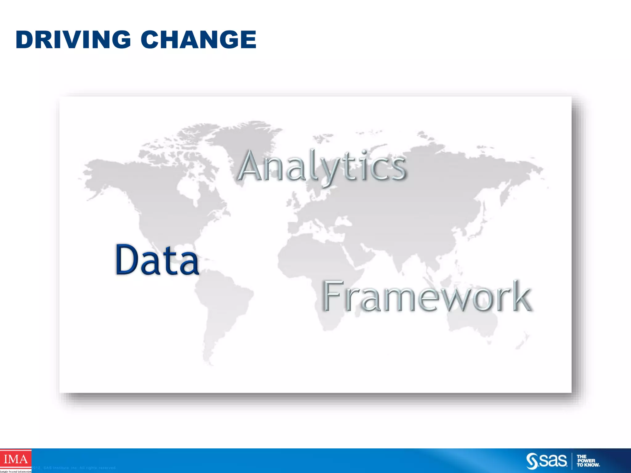 DRIVING CHANGE

C op yr i g h t © 2 0 1 2 , S A S I n s t i t u t e I n c . A l l r i g h t s r es er v e d .

 