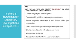 Interpretation of Routine Laboratory investigations in General practice ...