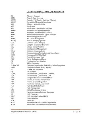 Report on Integrated Modular Avionics (DO-297/ED-124) for Requirement ...