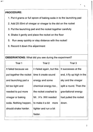The baking soda and vinegar experiment