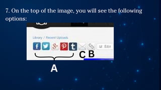 7. On the top of the image, you will see the following
options:
A
C B
 