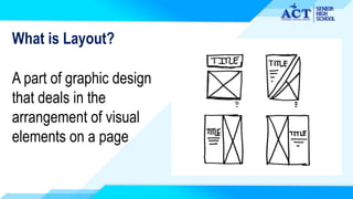 What is Layout?
A part of graphic design
that deals in the
arrangement of visual
elements on a page
 