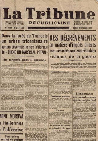 La Tribune Républicaine 9 nov 1940