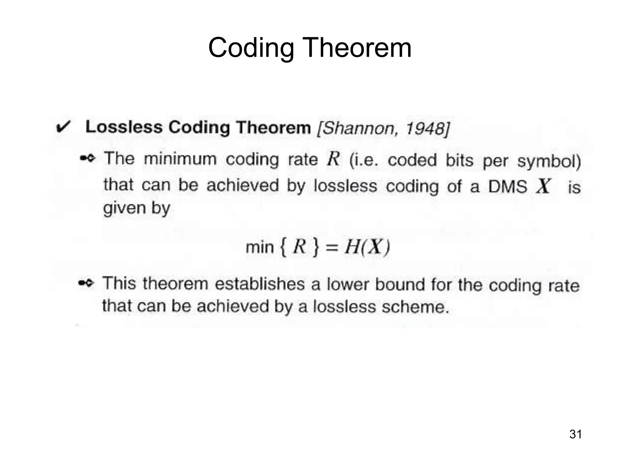 31
Coding Theorem
 