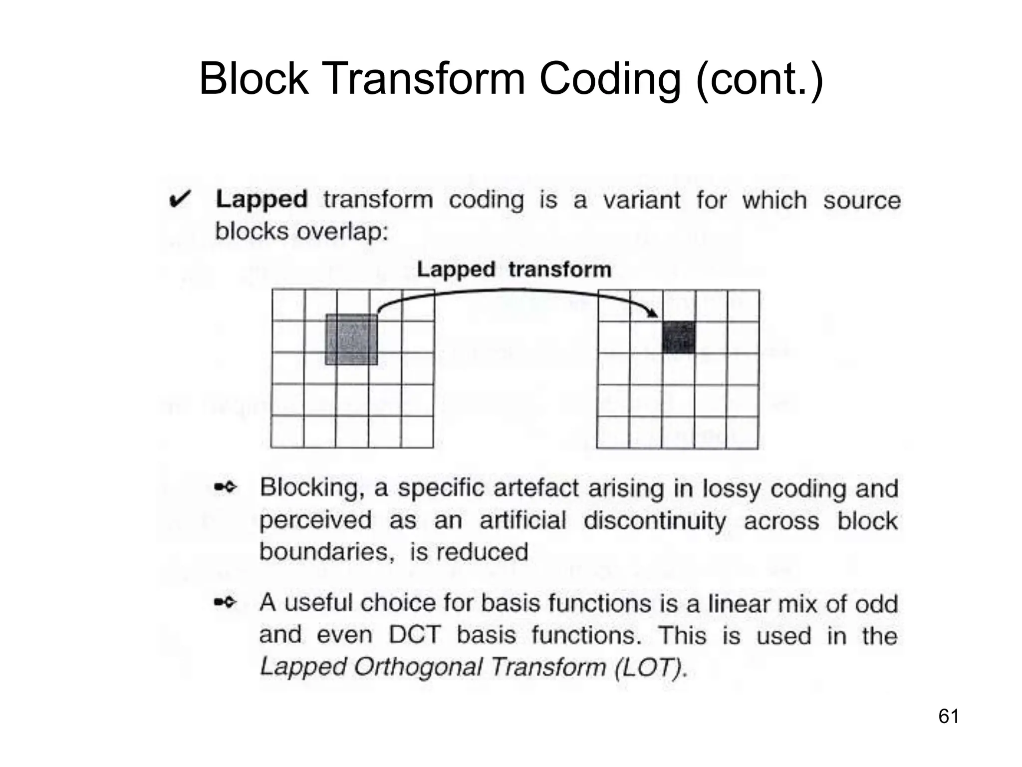 61
Block Transform Coding (cont.)
 