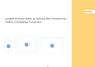 wingbel ist immer dabei, es läuft auf allen Smartphones,
Tablets und Desktop-Computern.
	
  
wingbel
13
 