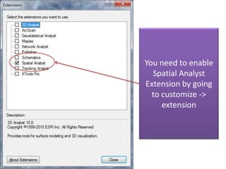 You need to enable
  Spatial Analyst
Extension by going
  to customize ->
     extension
 