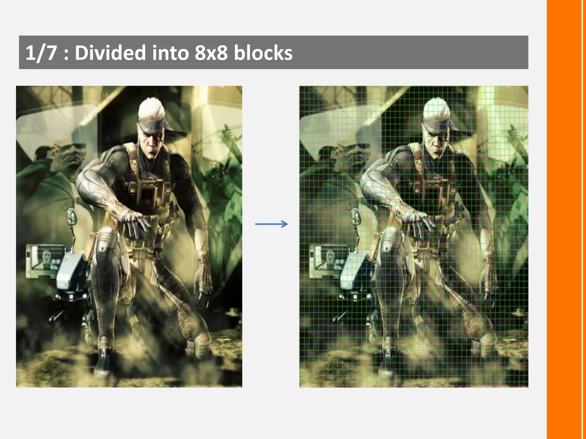 1/7 : Divided into 8x8 blocks

 