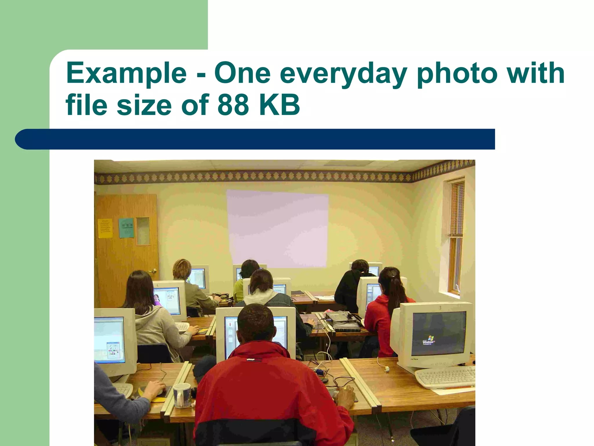 Example - One everyday photo with
file size of 88 KB
 