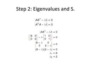 Step 2: Eigenvalues and S.
 