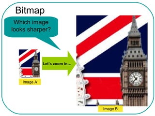 Bitmap
Which image
looks sharper?

Let’s zoom in…

Image A

Image B

 