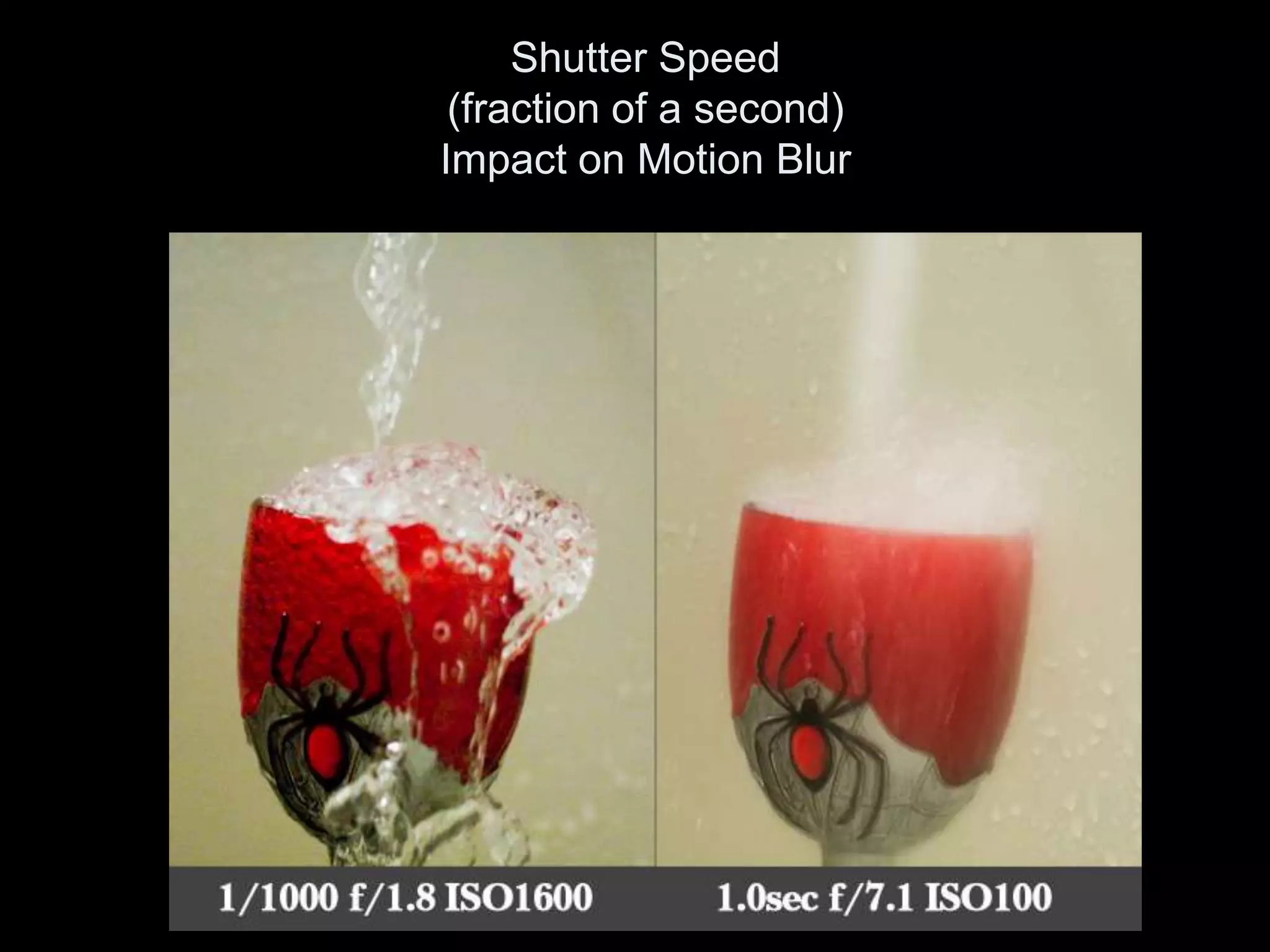 Shutter Speed
 (fraction of a second)
Impact on Motion Blur
 