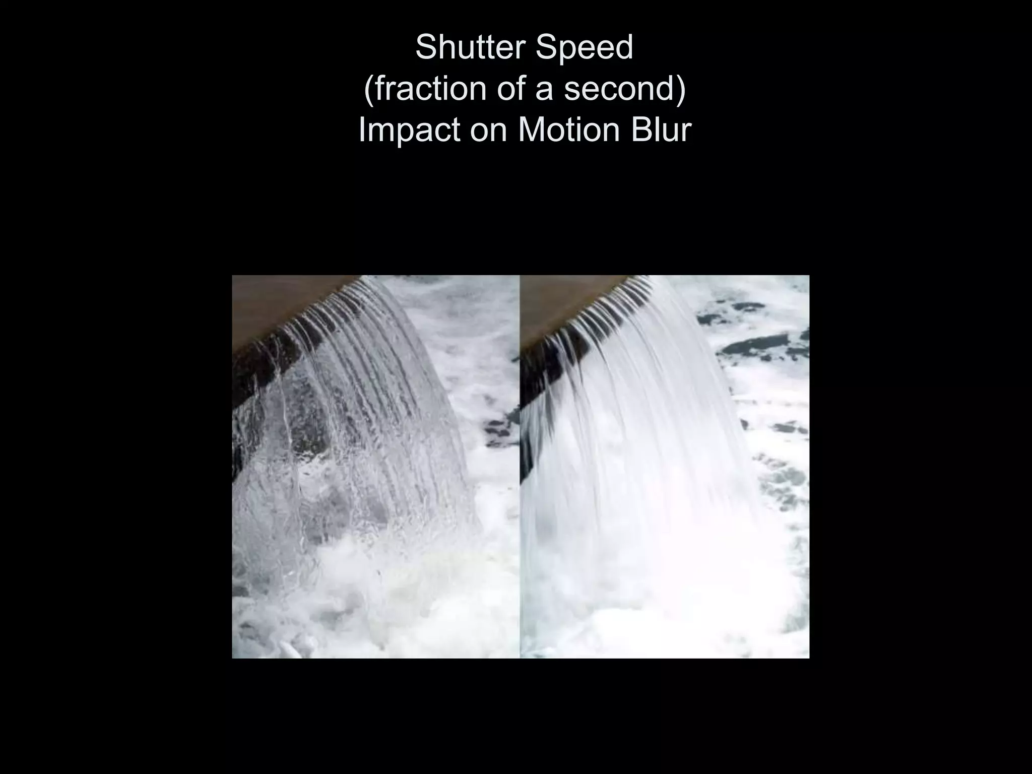 Shutter Speed
 (fraction of a second)
Impact on Motion Blur
 