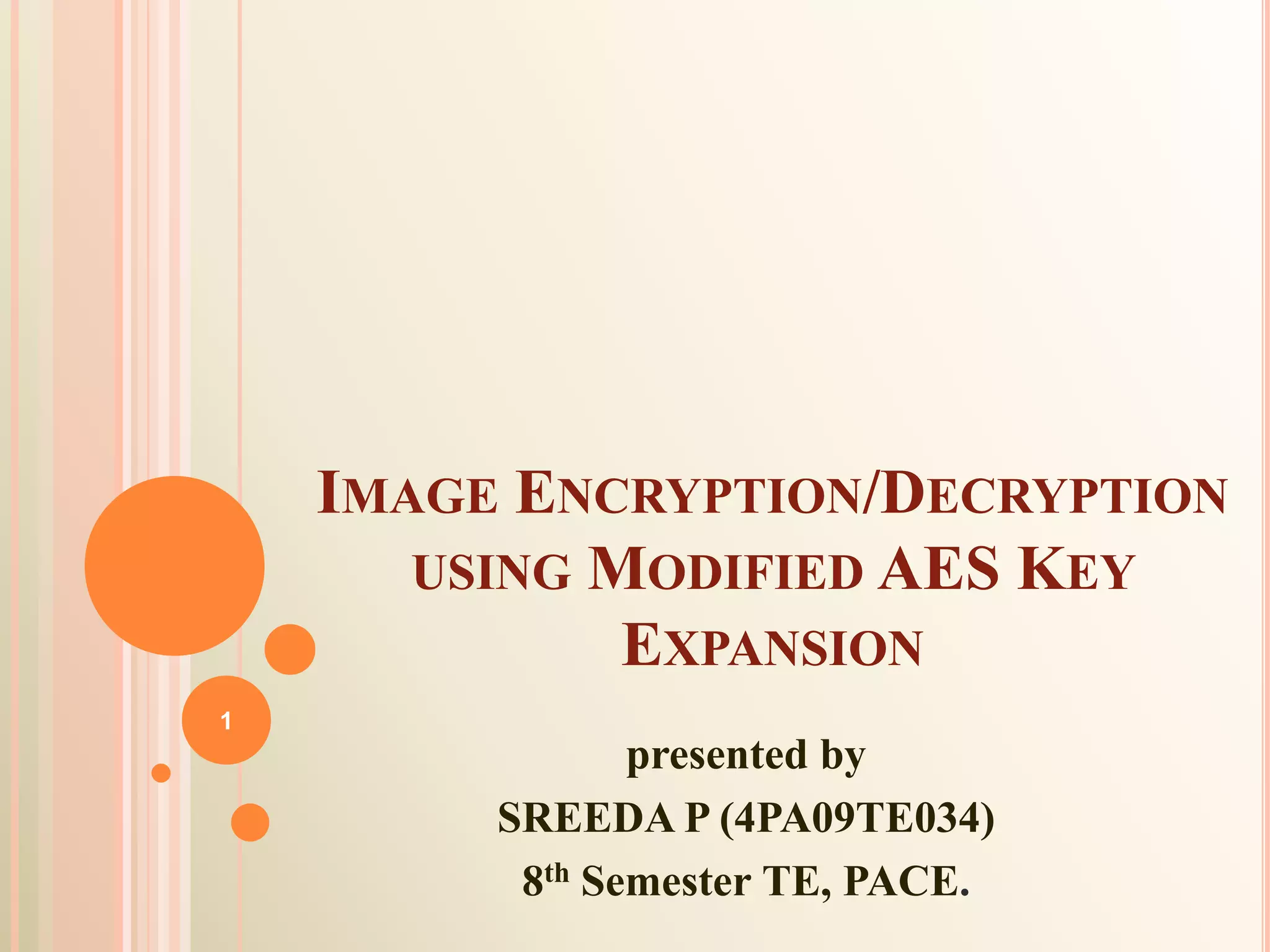 Image encryption using aes key expansion PPT