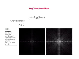 Log Transformations
)
1
log( r
c
s 

where c : constant
0

r
 