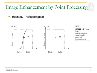 Bahadir K. Gunturk 3
Image Enhancement by Point Processing
 Intensity Transformation
 