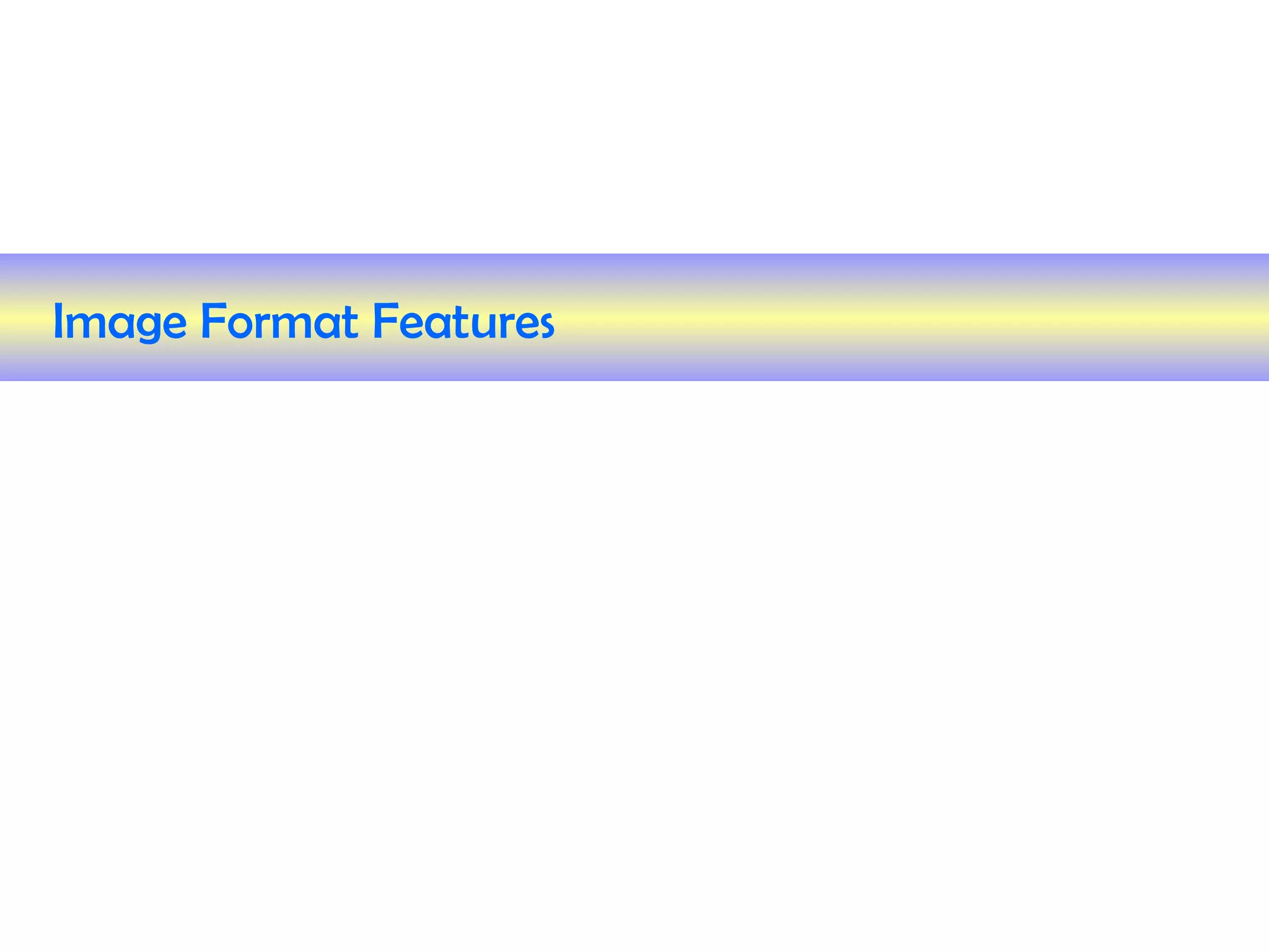 Image Format Features
 