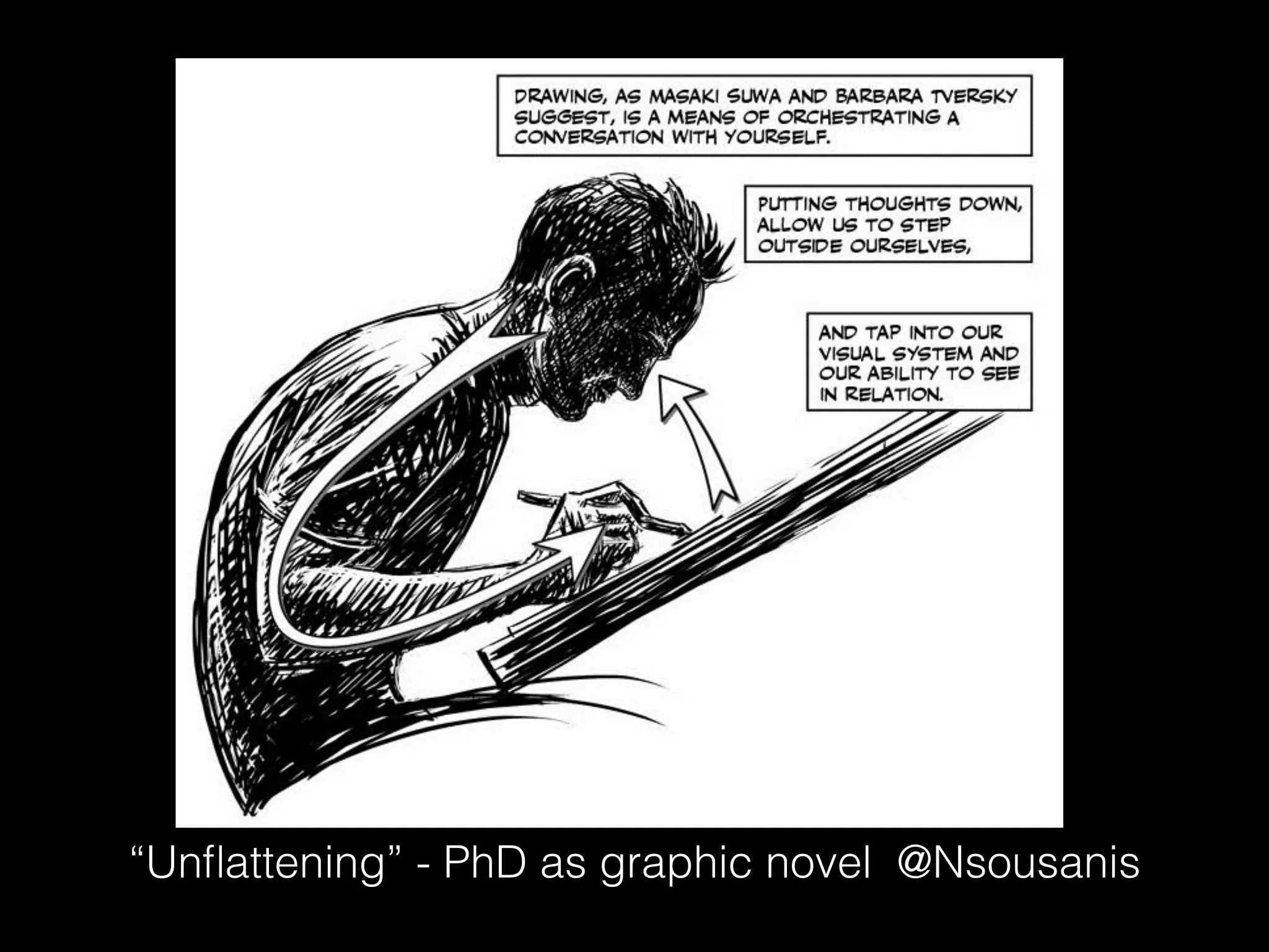“Unﬂattening” - PhD as graphic novel @Nsousanis
 