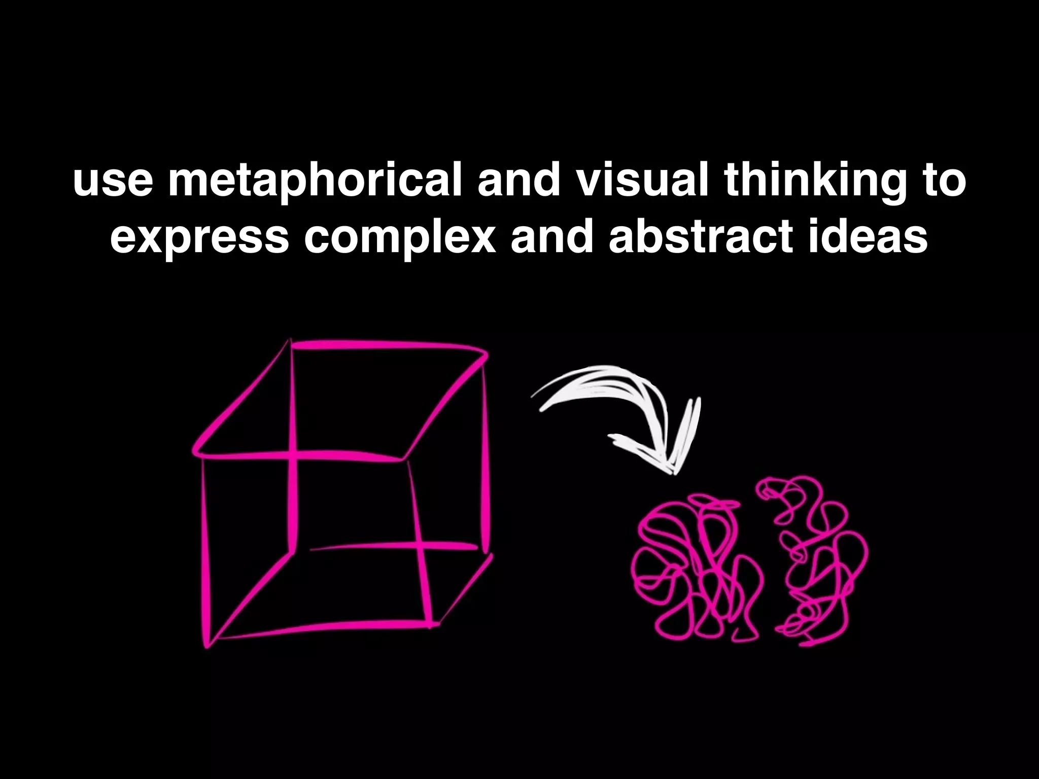 use metaphorical and visual thinking to
express complex and abstract ideas
 