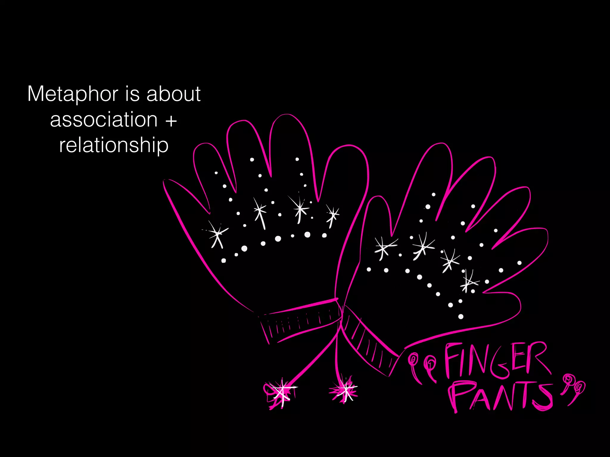 Metaphor is about
association +
relationship
 