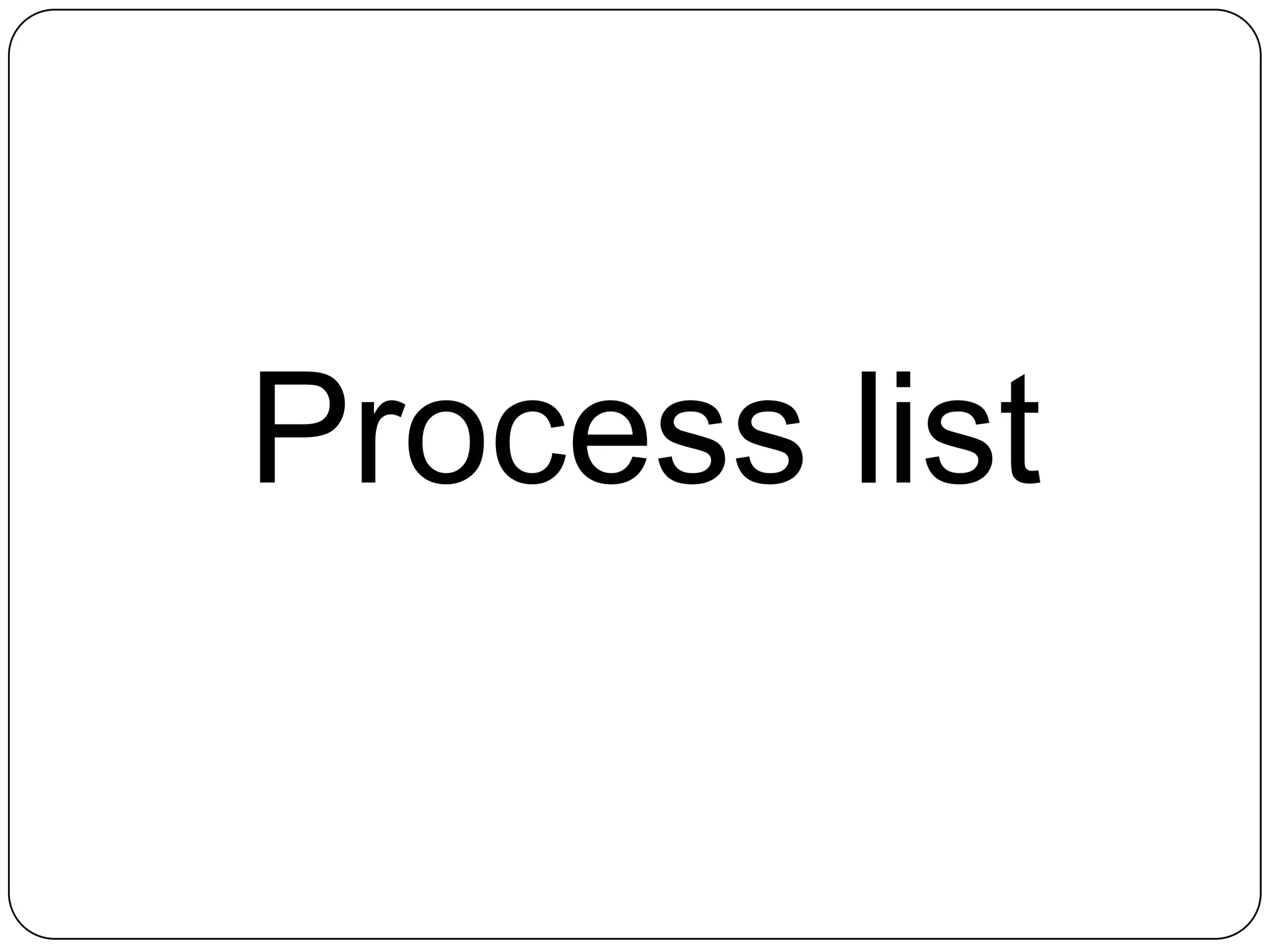 Process list

 