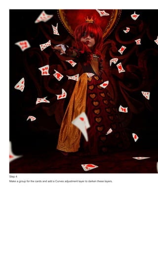 Step 4
Make a group for the cards and add a Curves adjustment layer to darken these layers.
 