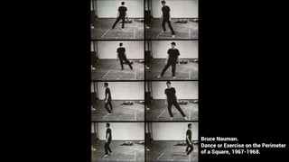 Bruce Nauman.
Dance or Exercise on the Perimeter
of a Square, 1967-1968.
 