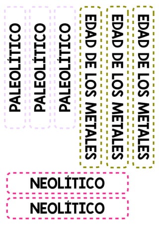 PALEOLÍTICO
EDAD
DE
LOS
METALES
PALEOLÍTICO
NEOLÍTICO
EDAD
DE
LOS
METALES
NEOLÍTICO
EDAD
DE
LOS
METALES
PALEOLÍTICO
 