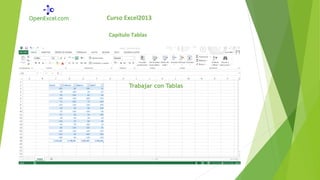 Trabajar con Tablas
Curso Excel2013
Capitulo Tablas
 