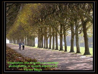 Vengándose, uno se iguala a su enemigo;  perdonándolo, se muestra superior a él. Víctor Hugo   