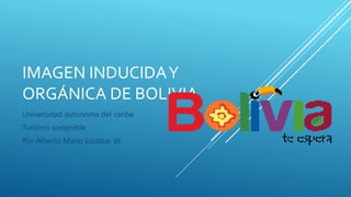 IMAGEN INDUCIDAY
ORGÁNICA DE BOLIVIA
Universidad autónoma del caribe
Turismo sostenible
Por Alberto Mario Escobar W
 