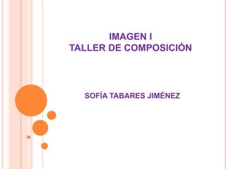 IMAGEN I
TALLER DE COMPOSICIÓN
SOFÍA TABARES JIMÉNEZ
 