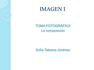 IMAGEN I
TOMA FOTOGRÁFICA
La composición
Sofía Tabares Jiménez
 