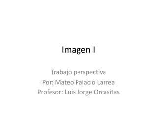 Imagen I
Trabajo perspectiva
Por: Mateo Palacio Larrea
Profesor: Luis Jorge Orcasitas
 