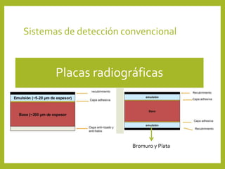Sistemas de detección convencional
Placas radiográficas
Bromuro y Plata
 
