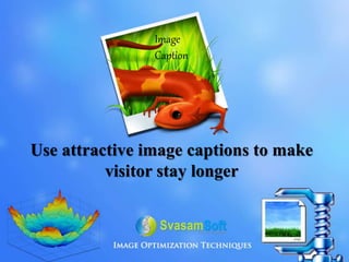Use attractive image captions to make
visitor stay longer
Image
Caption
 