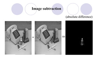 - =
(absolute difference)
Image subtraction
 