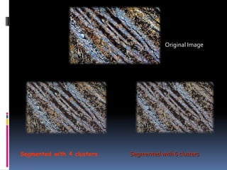 Segmented with 4 clusters
Original Image
Segmented with 6 clusters
 