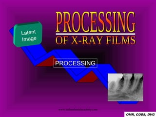 PROCESSINGPROCESSING
Latent
Image
OMR, CODS, DVG
www.indiandentalacademy.com
 