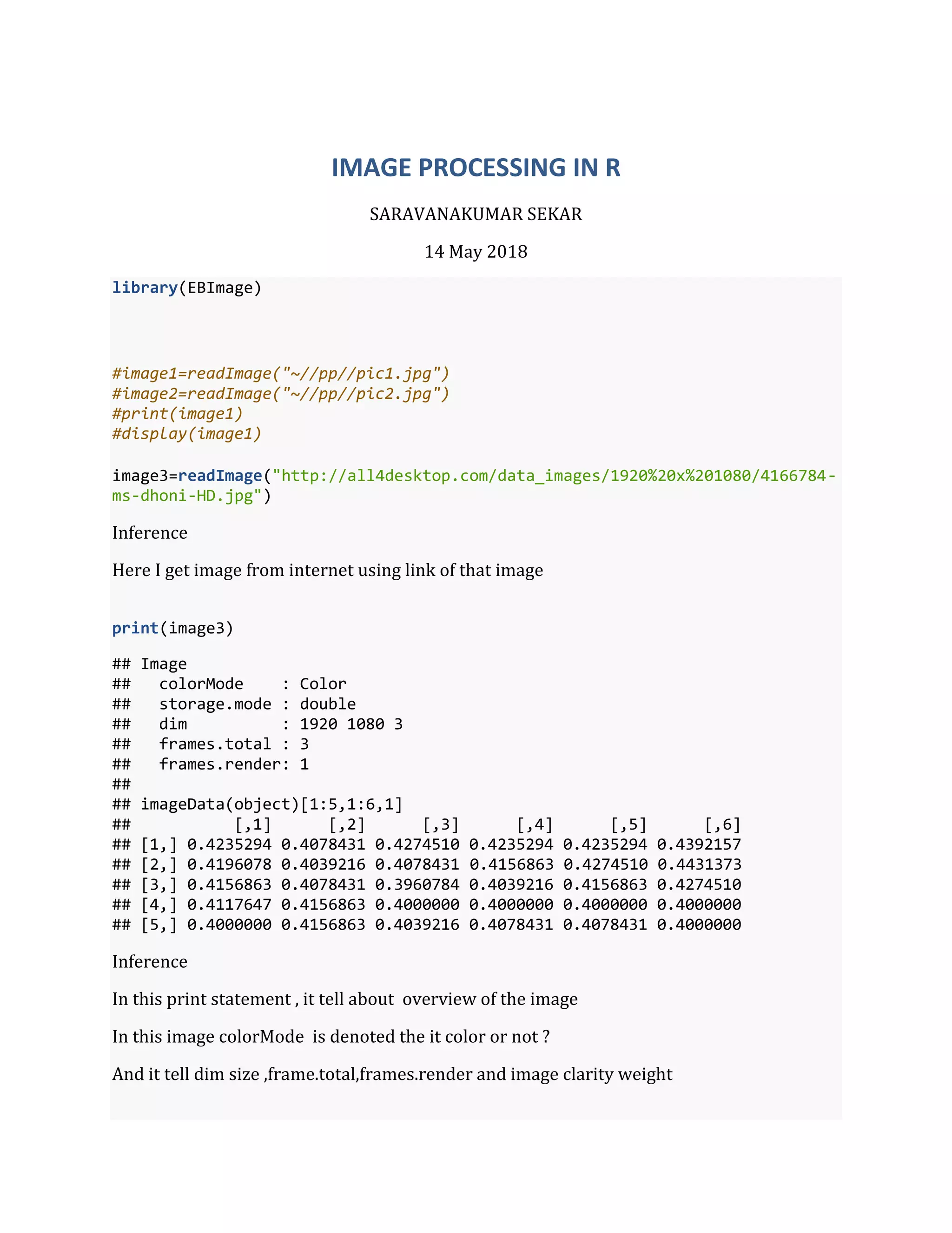 Image Processing in R | PDF