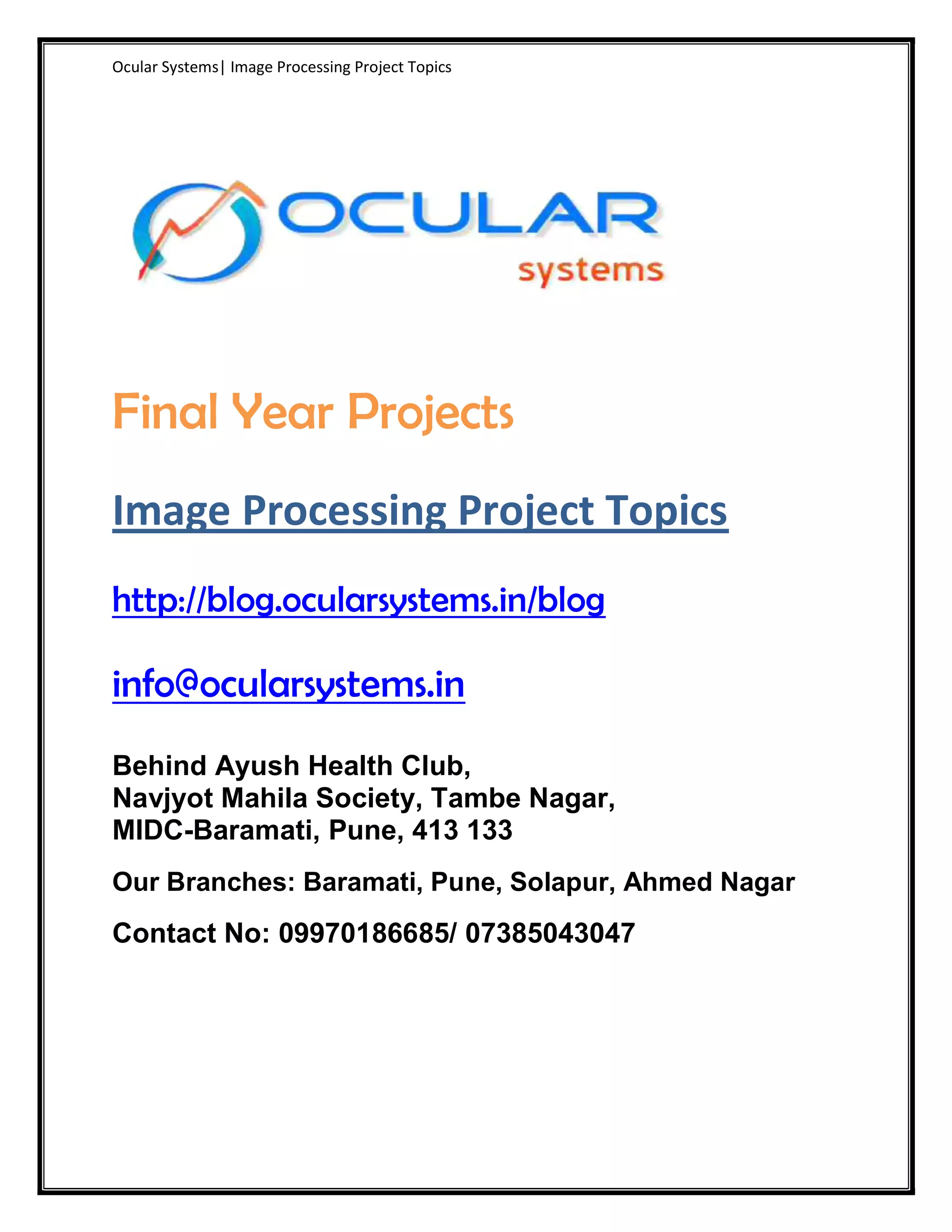 Image processing ieee-projects-ocularsystems.in- | PDF