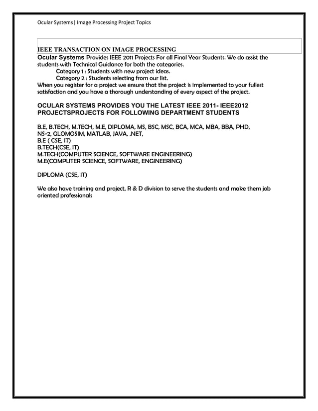Image processing ieee-projects-ocularsystems.in- | PDF