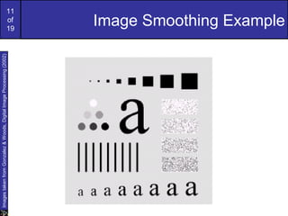 11
of
19
Image Smoothing Example
ImagestakenfromGonzalez&Woods,DigitalImageProcessing(2002)
 