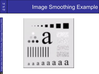 14
of
19
Image Smoothing Example
ImagestakenfromGonzalez&Woods,DigitalImageProcessing(2002)
 