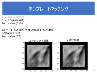 テンプレートマッチング
19
ユークリッド距離 正規化相関
 