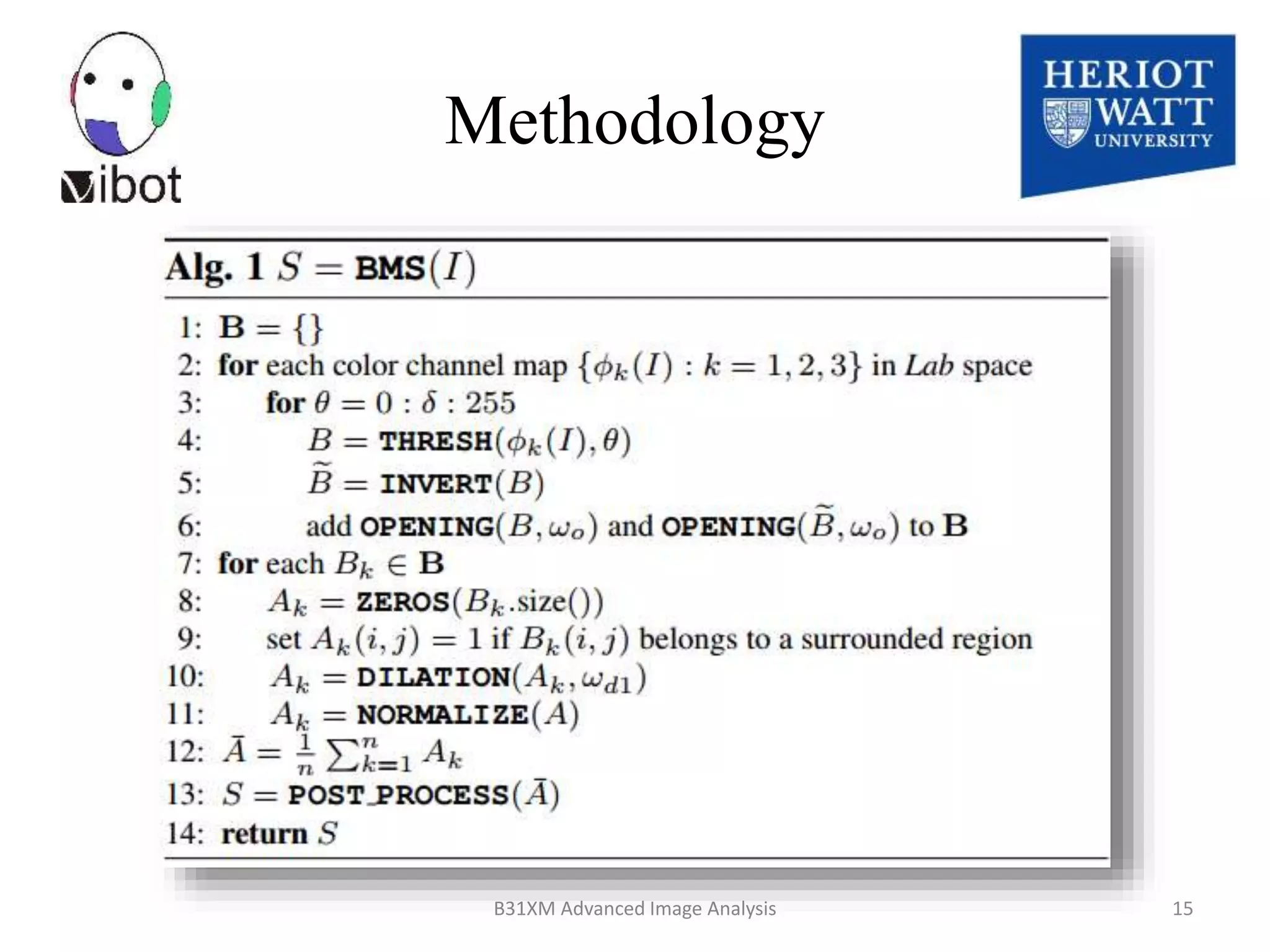 8/18/2014 B31XM Advanced Image Analysis 15
Methodology
 