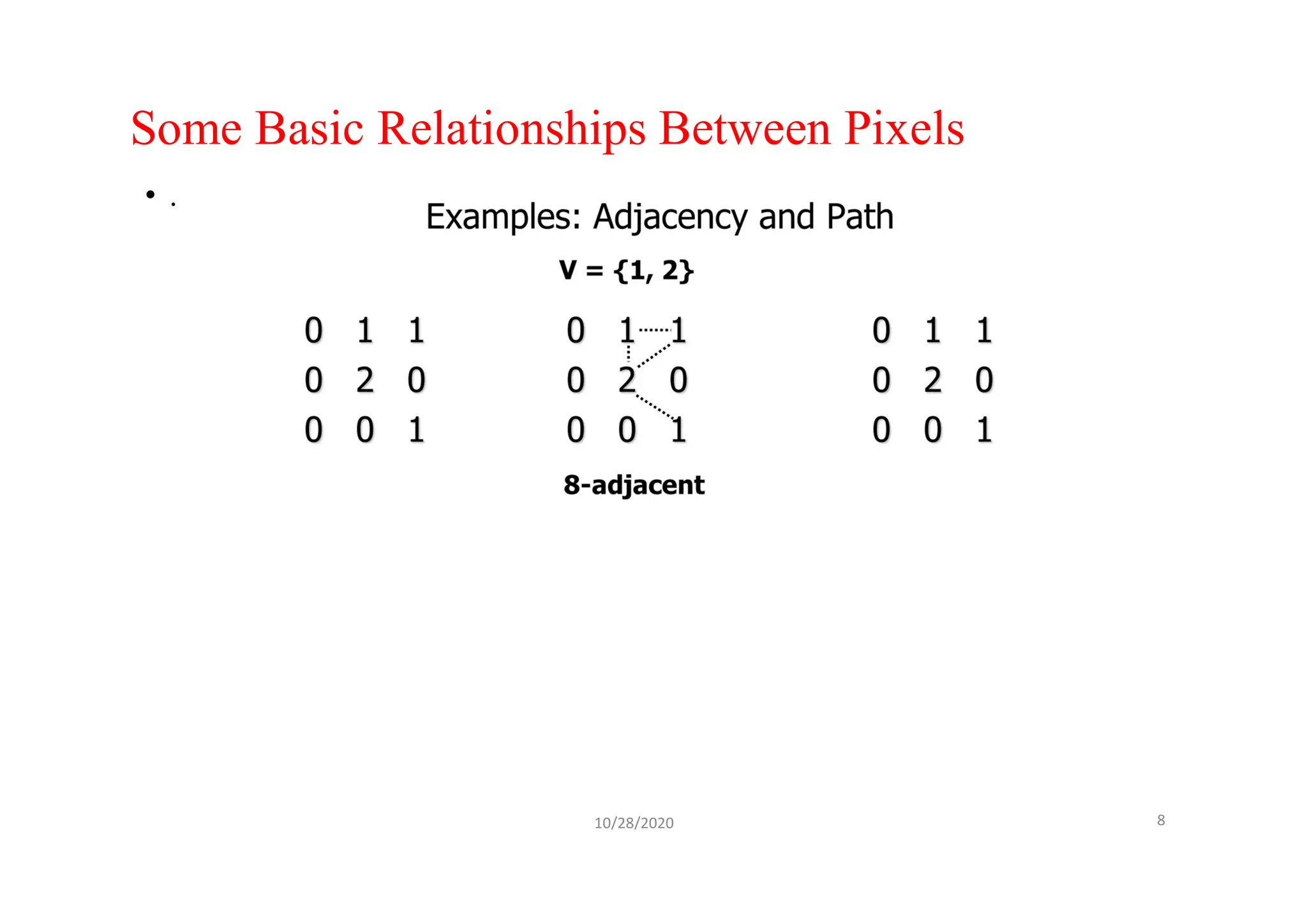 Some Basic Relationships Between Pixels
• .
10/28/2020 8
 