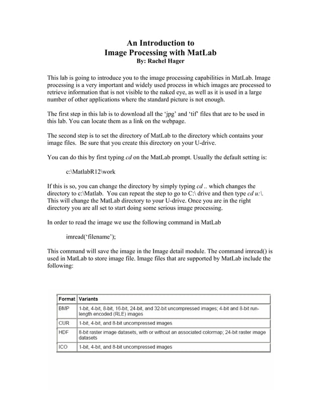 Image processing with matlab | PDF