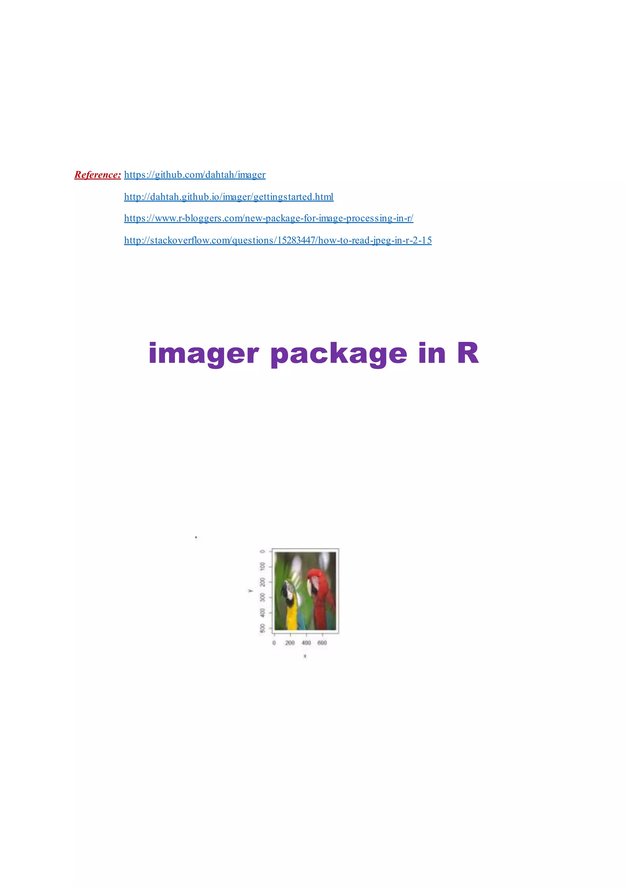 imager package in R and examples.. | PDF